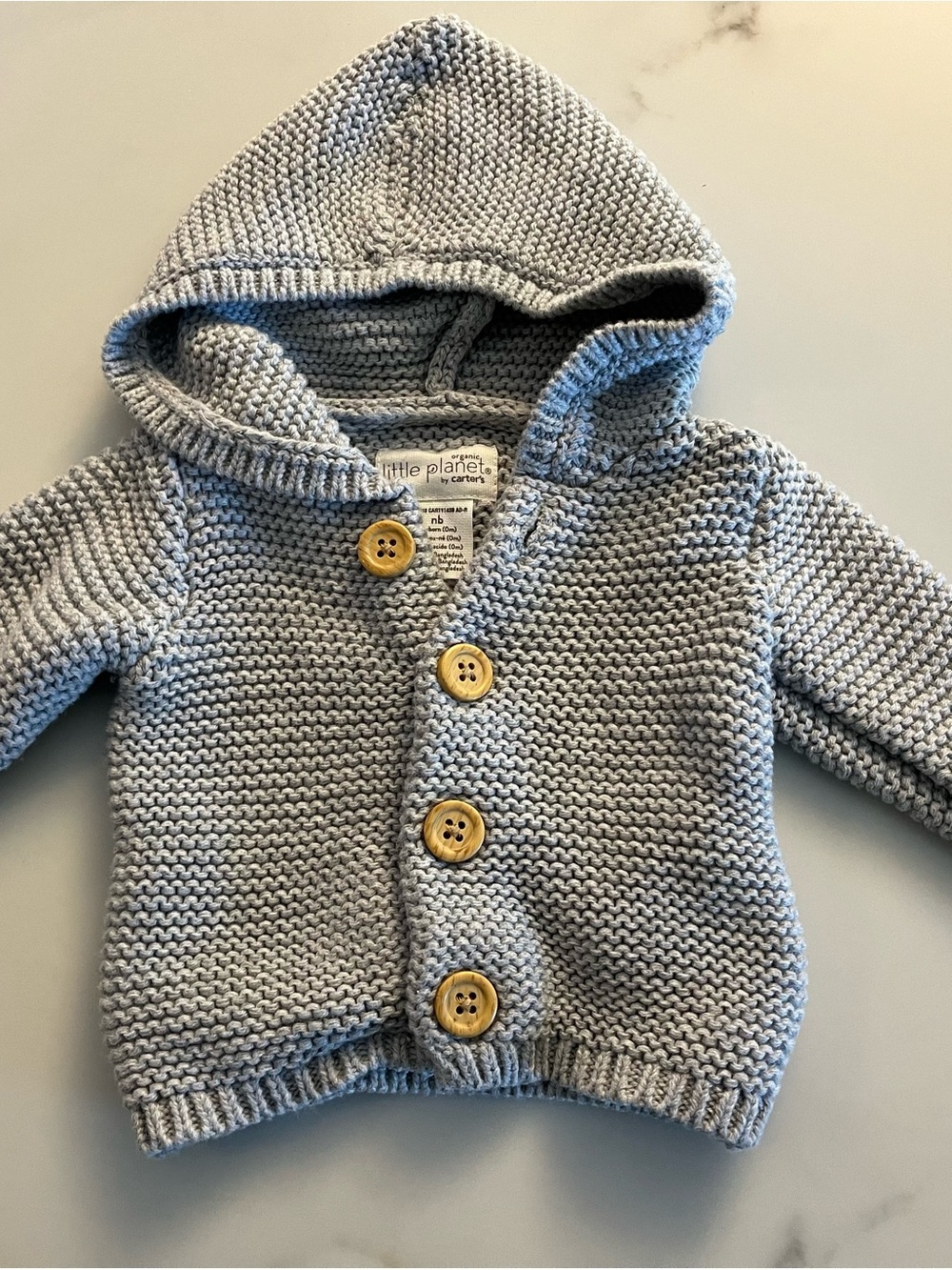 Little Planet by Carter's Gray Knit Hooded Cardigan
